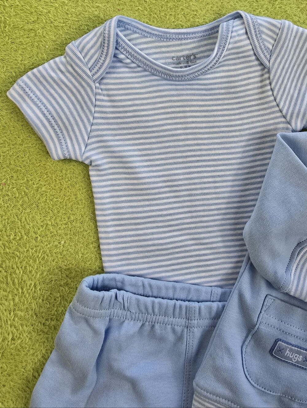 NWT  NEWBORN  Baby BOYS  3P PANTS SET BLUE HOODIE  BODYSUIT + PANTS & TEDDY (Q3) - Picture 3 of 8